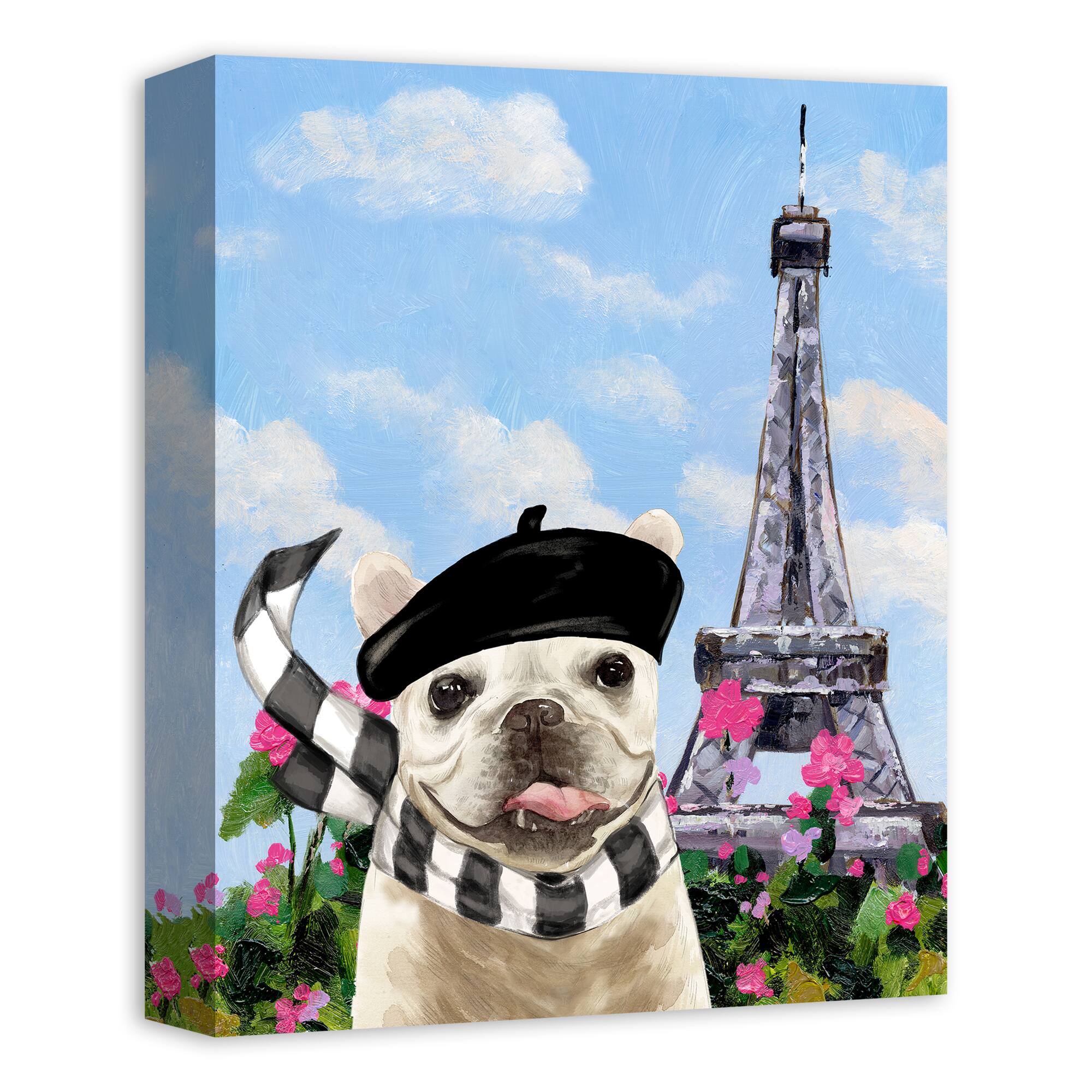 Frenchie in France 1 Canvas Wall Art